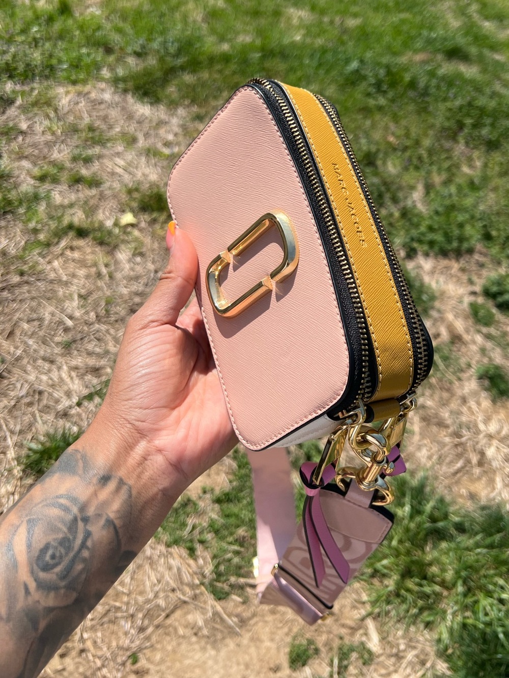 Marc Jacobs Pink and Mustard Two-Tone Camera Crossbody